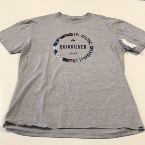 🆕 QUICKSILVER Mens Gray Cotton Tee Shirt - Picture 2 of 3